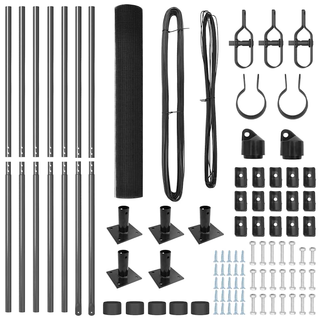 vidaXL Σετ Πόλων Περίφραξης Σετ 2 Γκρι Μέταλλο 10 x 1 μ Ανθεκτικό