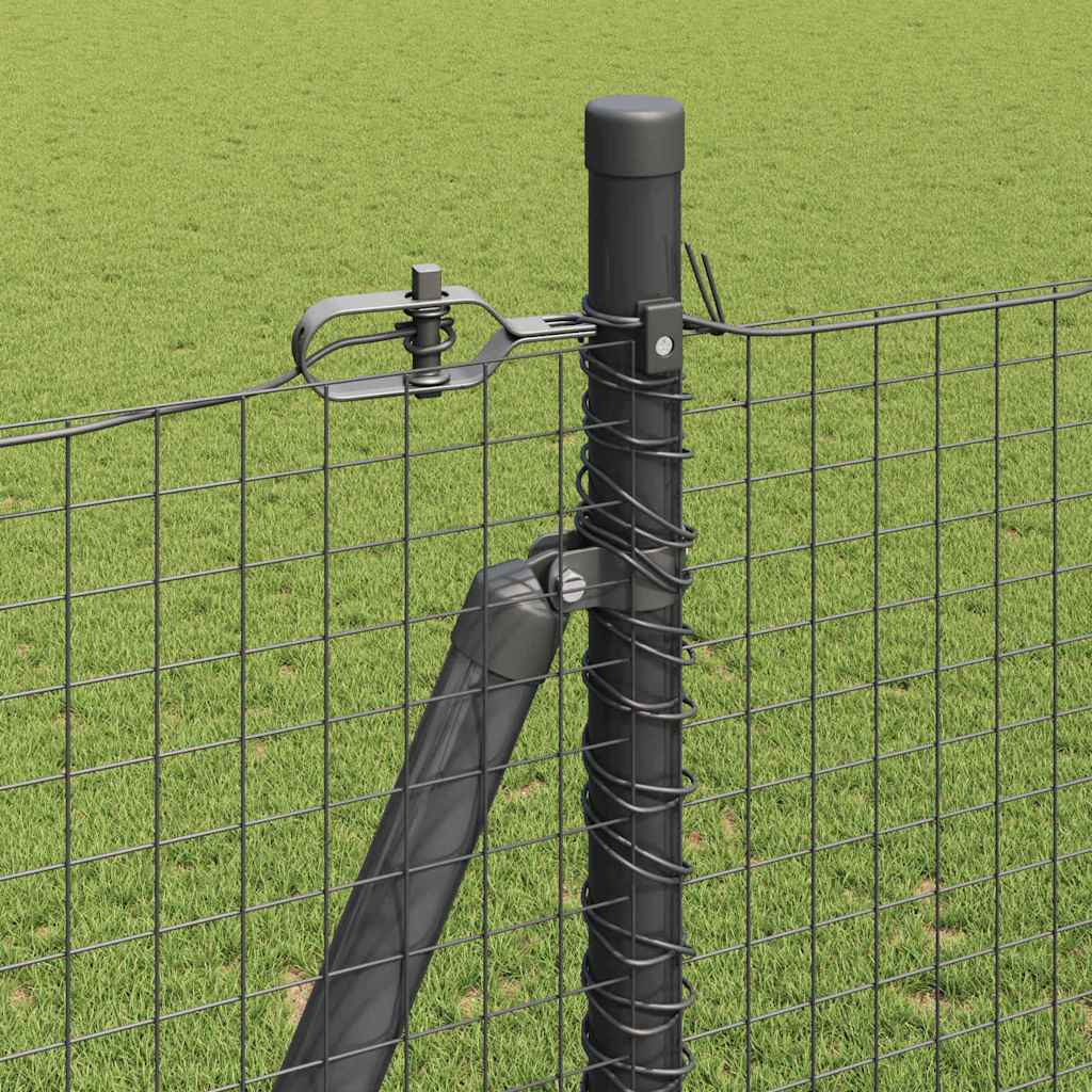 vidaXL Συρματόπλεγμα με 7 Στηλοβάτες Φλάντζας Γκρι 1.4 x 10 μ Χάλυβα