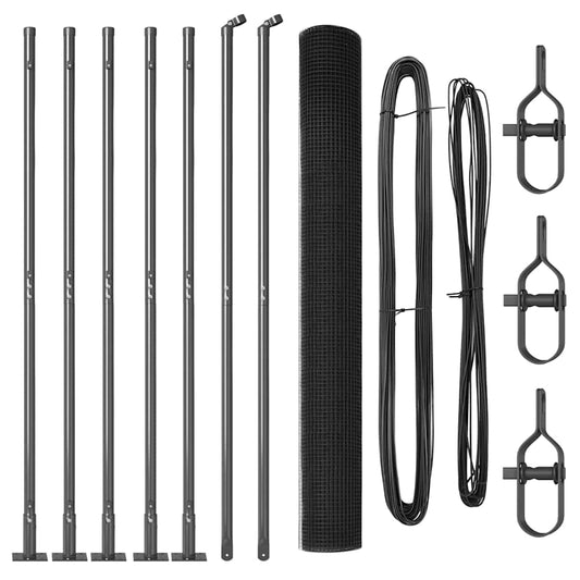 vidaXL Συρματόπλεγμα με 7 Στηλοβάτες Φλάντζας Γκρι 1.4 x 10 μ Χάλυβα