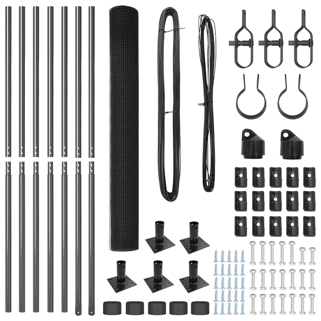 vidaXL Συρματόπλεγμα με 7 Στήλες Γκρι 1.6x10 μ Χάλυβα