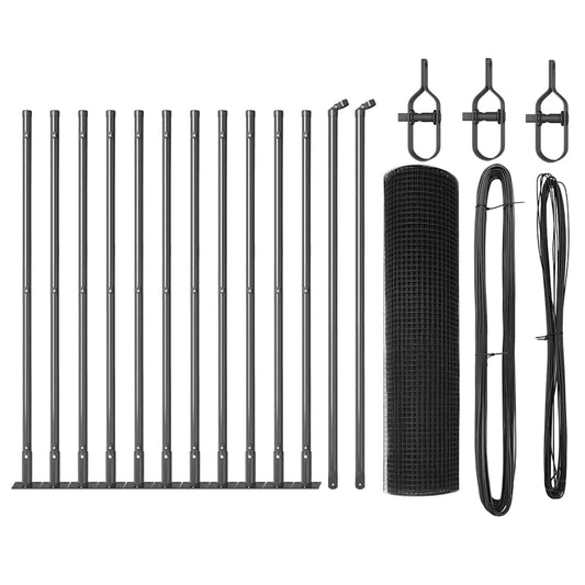 vidaXL Φράχτης Welded Wire με 13 Στήλες με Στεφάνι Γκρι 0.6x25 μ Ατσάλι