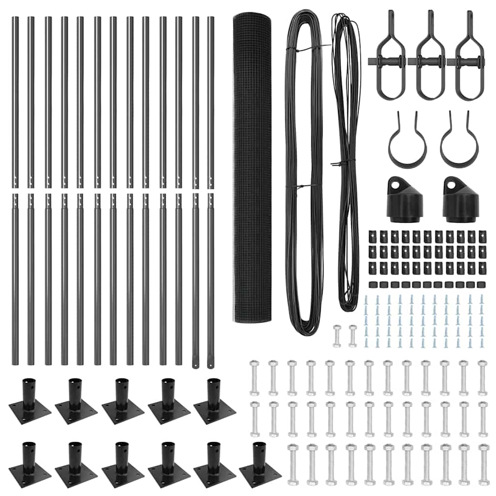 vidaXL Φράχτης Welded Wire με 13 στυλώματα γκρι 1 x 25 μ χάλυβας