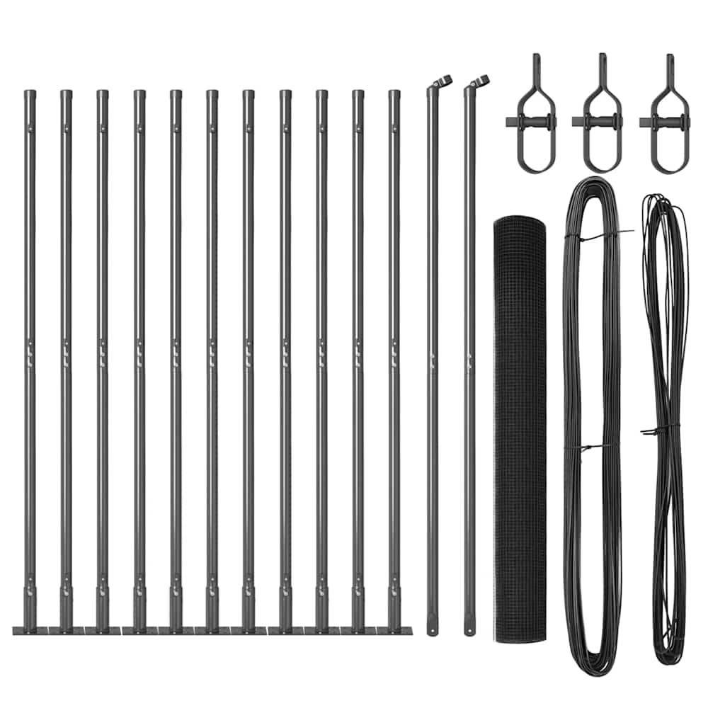 vidaXL Συγκολλητός Φράχτης με 13 Στήλες με Χείλος Γκρι 1.2x25 μ Χάλυβας