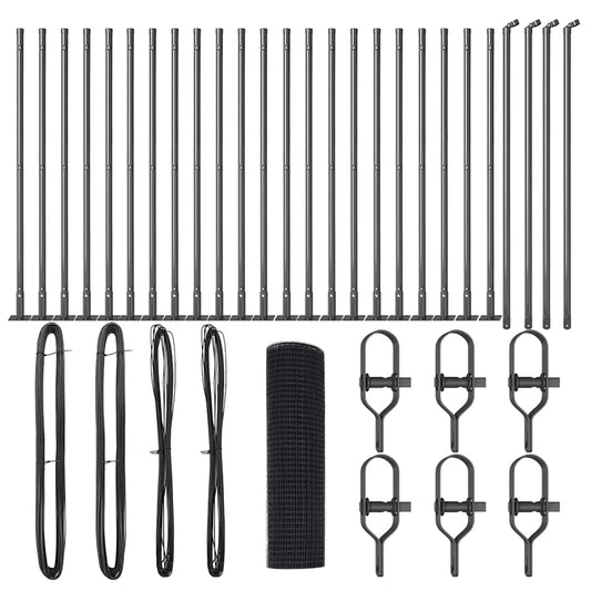 vidaXL Φράχτης Welded Wire με 13 Στιλβωμένους Στύλους Γκρι 0.8x50 μ Χάλυβας