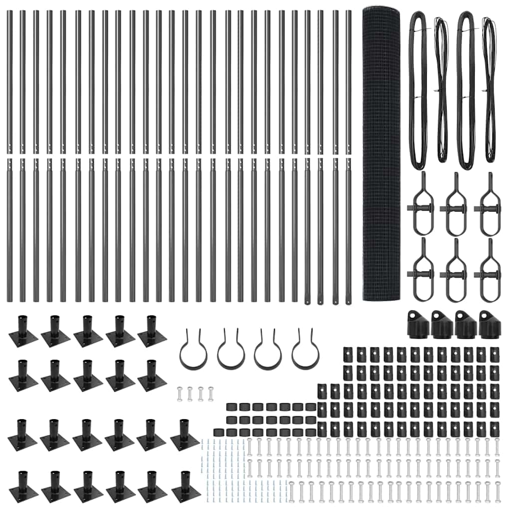 vidaXL Συρματόπλεγμα με 13 Πλαϊνές Στήλες Γκρι 1.2x50 μ Χάλυβας