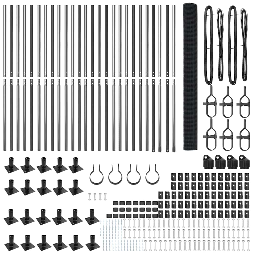 vidaXL Φράχτης Σιδηρού με 13 Φλαντζωτές Στήλες Γκρίζο 1.5x50 μ Ατσάλι