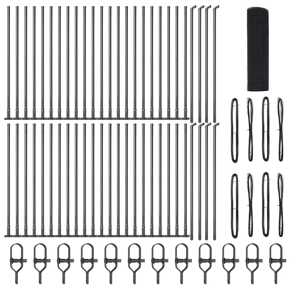 vidaXL Γαλβανισμένος Φράχτης με 13 Στεφάνες Γκρι 0.8x100 μ Χάλυβα