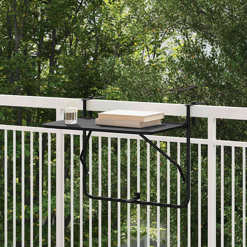 vidaXL Κρεμαστός Τραπέζι Μπαλκονιού Μαύρο 60 x 39 x 65 εκ. Ατσάλι