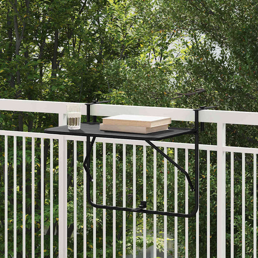 vidaXL Κρεμαστός Τραπέζι Μπαλκονιού Μαύρο 60 x 39 x 65 εκ. Ατσάλι