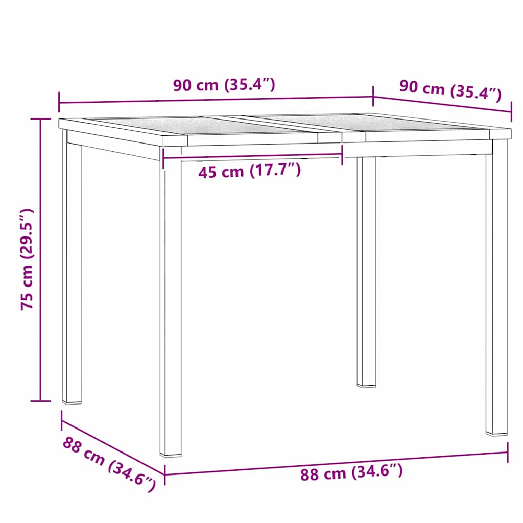 vidaXL ΤραπέζιΦαγητού Καφέ 90 x 90 x 75 cm Στερεό Ξύλο Ακακίας