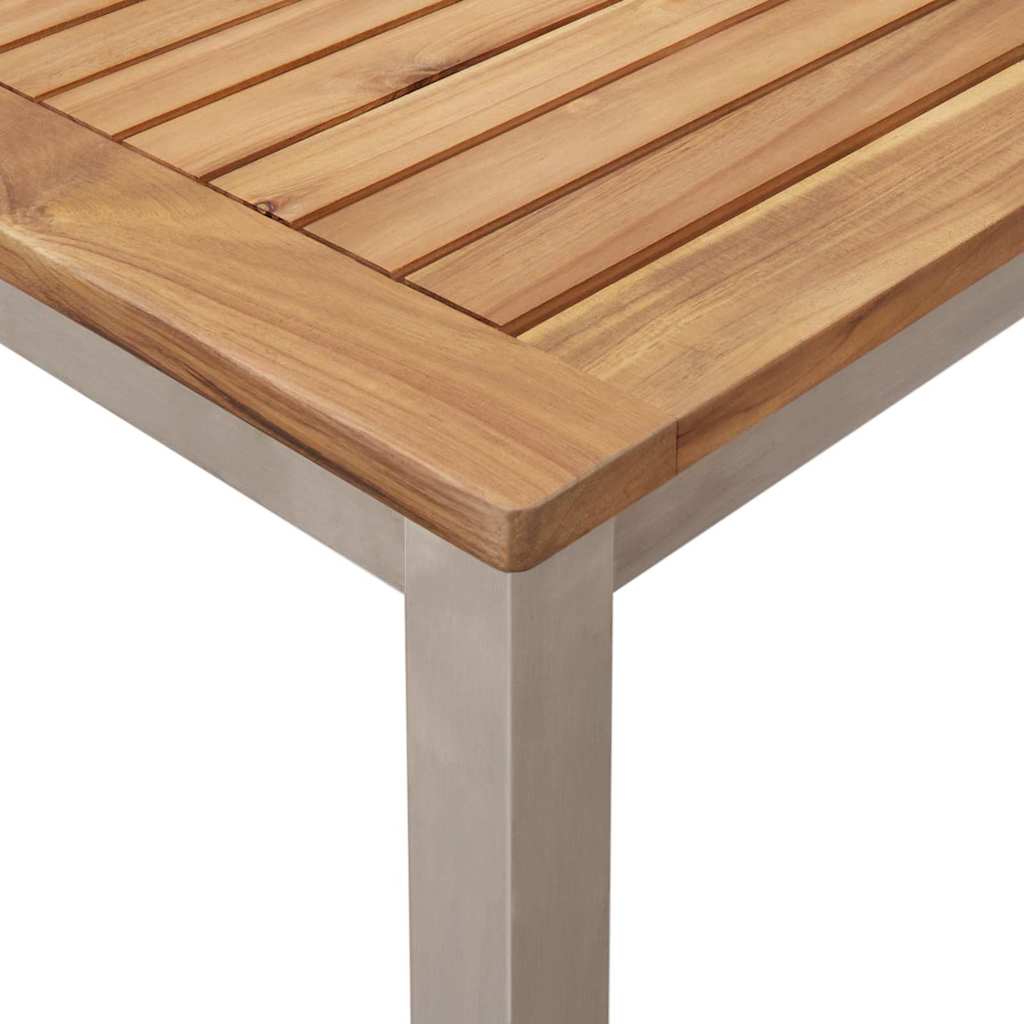vidaXL Τραπεζαρία 150x90x75 cm Στερεό Τεϊκ Ξύλο και Ανοξείδωτο Ατσάλι