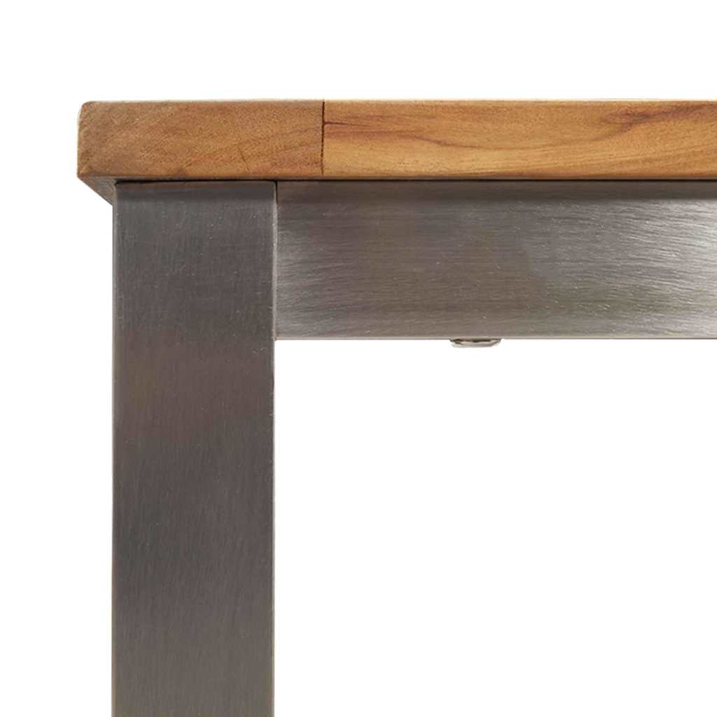 vidaXL Τραπεζαρία 150x90x75 cm Στερεό Τεϊκ Ξύλο και Ανοξείδωτο Ατσάλι