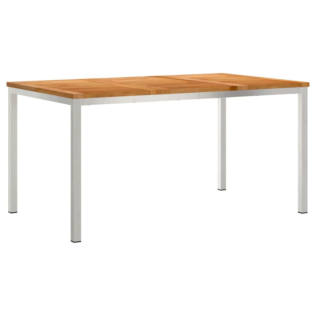 vidaXL Τραπεζαρία 150x90x75 cm Στερεό Τεϊκ Ξύλο και Ανοξείδωτο Ατσάλι