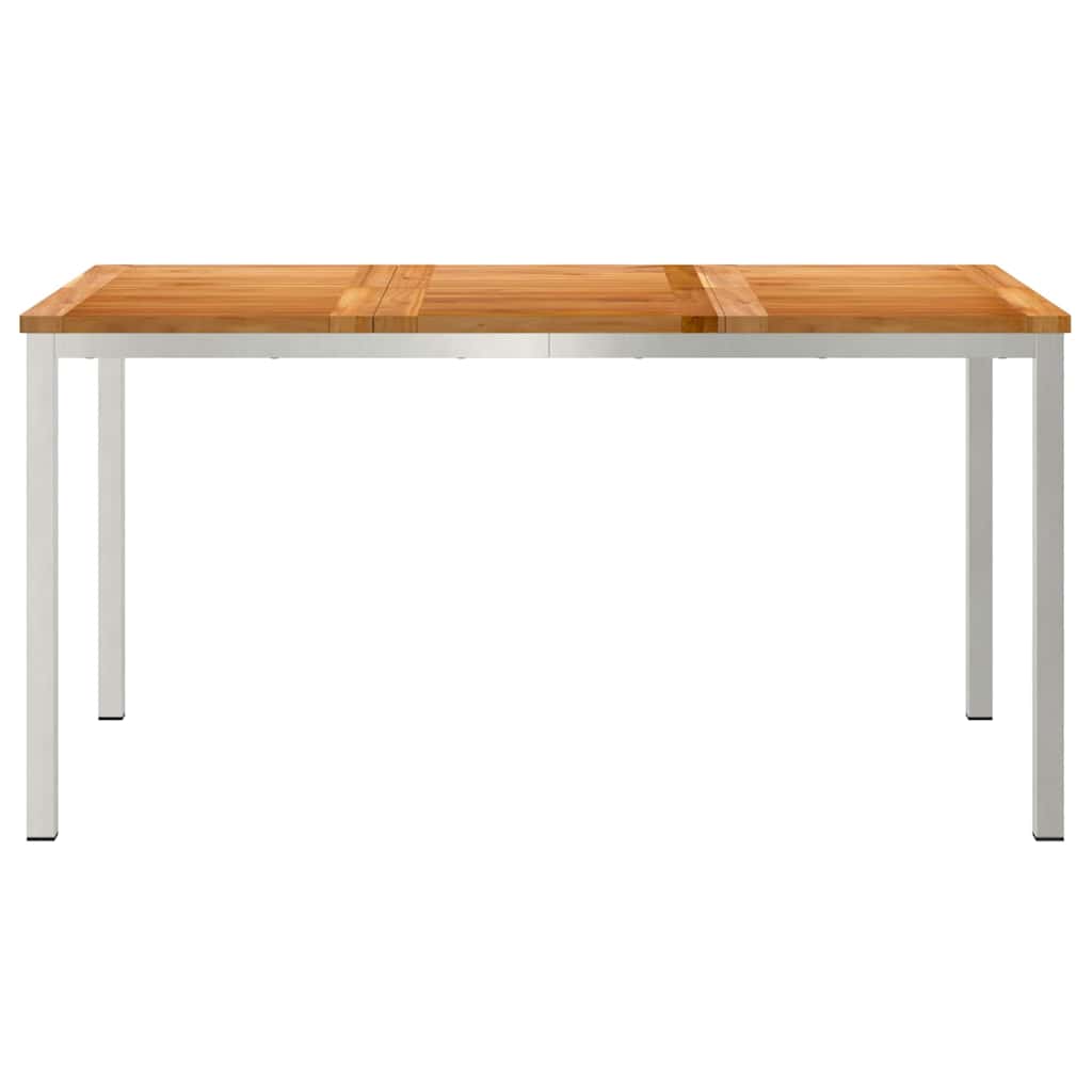 vidaXL Τραπεζαρία 150x90x75 cm Στερεό Τεϊκ Ξύλο και Ανοξείδωτο Ατσάλι