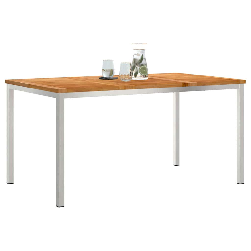 vidaXL Τραπεζαρία 150x90x75 cm Στερεό Τεϊκ Ξύλο και Ανοξείδωτο Ατσάλι