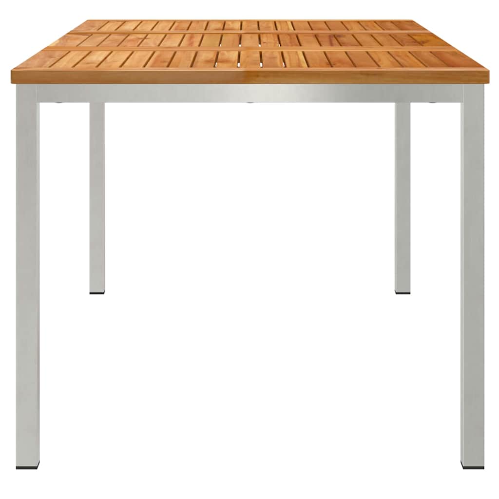 vidaXL Τραπεζαρία 150x90x75 cm Στερεό Τεϊκ Ξύλο και Ανοξείδωτο Ατσάλι