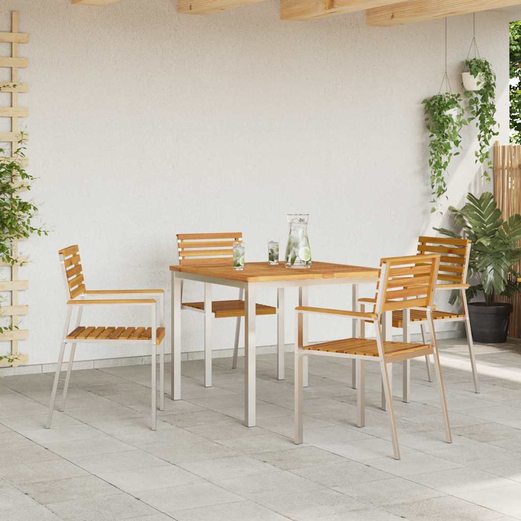 vidaXL Καρέκλα Κήπου 4 pcs Φυσικό Λάδι Στερεό Ξύλο Ακακίας