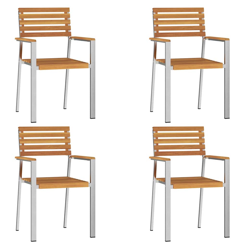 vidaXL Καρέκλα Κήπου 4 pcs Φυσικό Λάδι Στερεό Ξύλο Ακακίας