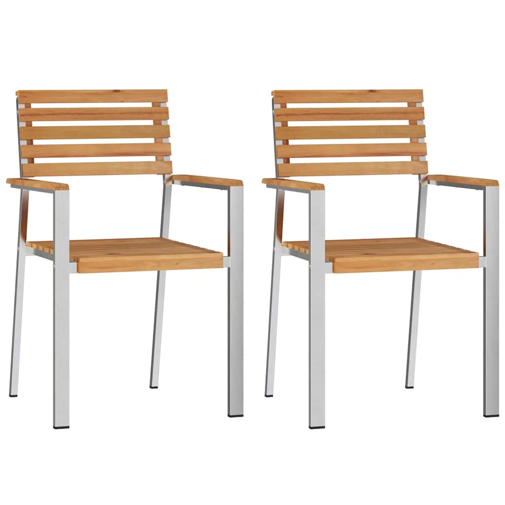 vidaXL Καρέκλα Κήπου 2 pcs Φυσικό Λάδι Στερεό Ξύλο Τίκ