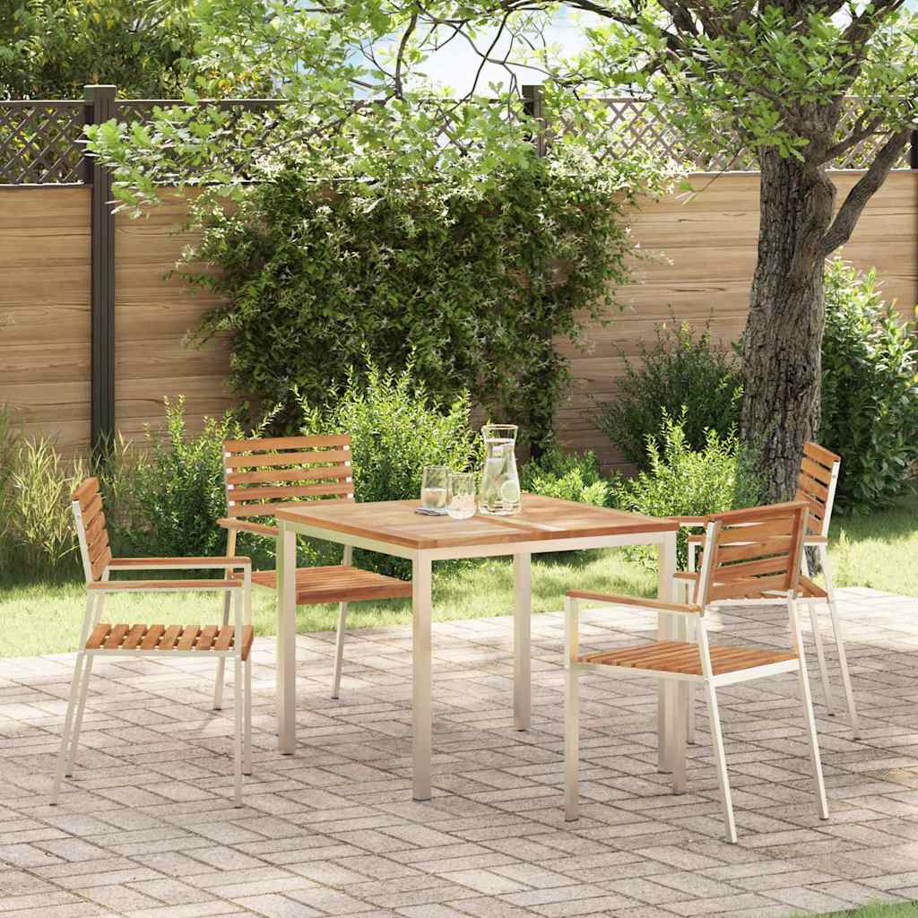 vidaXL Καρέκλα Κήπου 4 pcs Φυσικό Λάδι Στερεό Ξύλο Τίκ