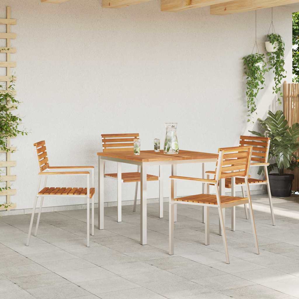 vidaXL Καρέκλα Κήπου 4 pcs Φυσικό Λάδι Στερεό Ξύλο Τίκ
