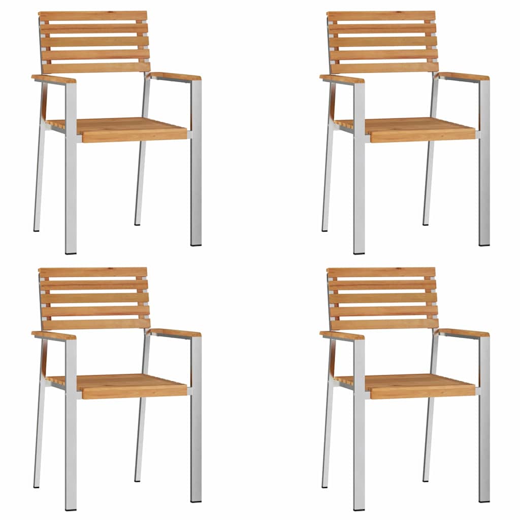vidaXL Καρέκλα Κήπου 4 pcs Φυσικό Λάδι Στερεό Ξύλο Τίκ