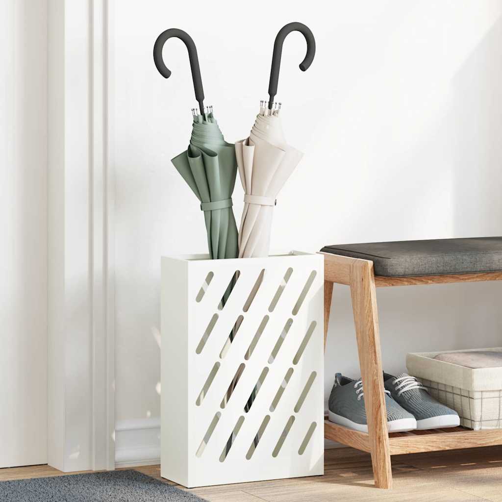 vidaXL Βάση ομπρέλας βροχής Λευκό 28 x 12 x 41 εκ Ατσάλι