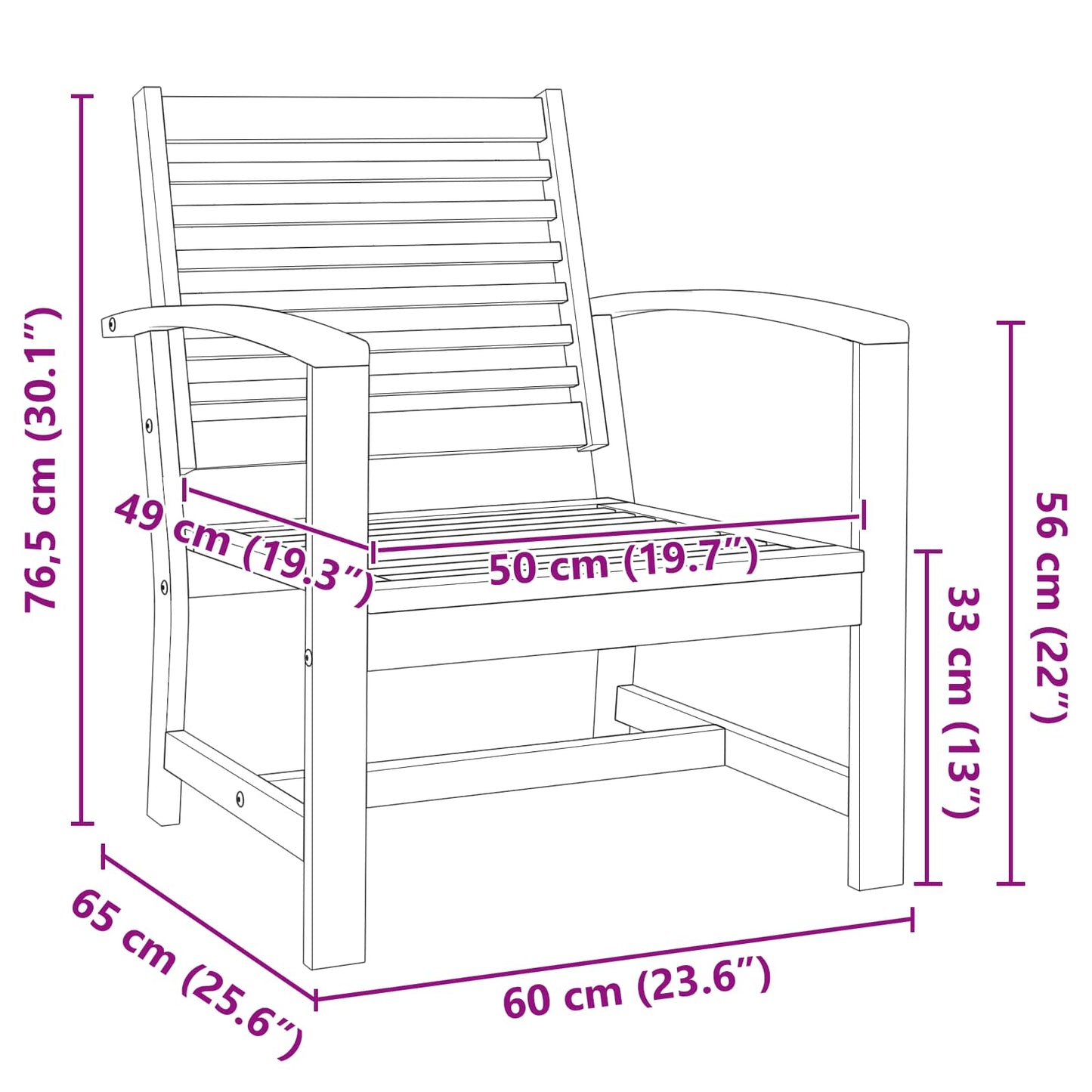 vidaXL Καρέκλα 2 pcs Καφέ 65 x 60 x 76,5 εκ Στερεό Ξύλο Τίκ