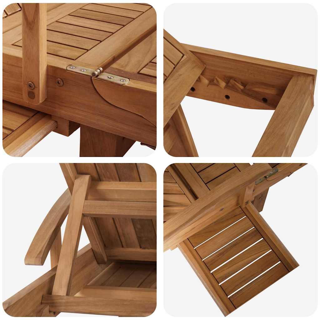vidaXL Ξαπλώστρα με μαξιλάρι Καφέ 195 x 59 x 78,5 cm Στερεό Ξύλο Τίκ