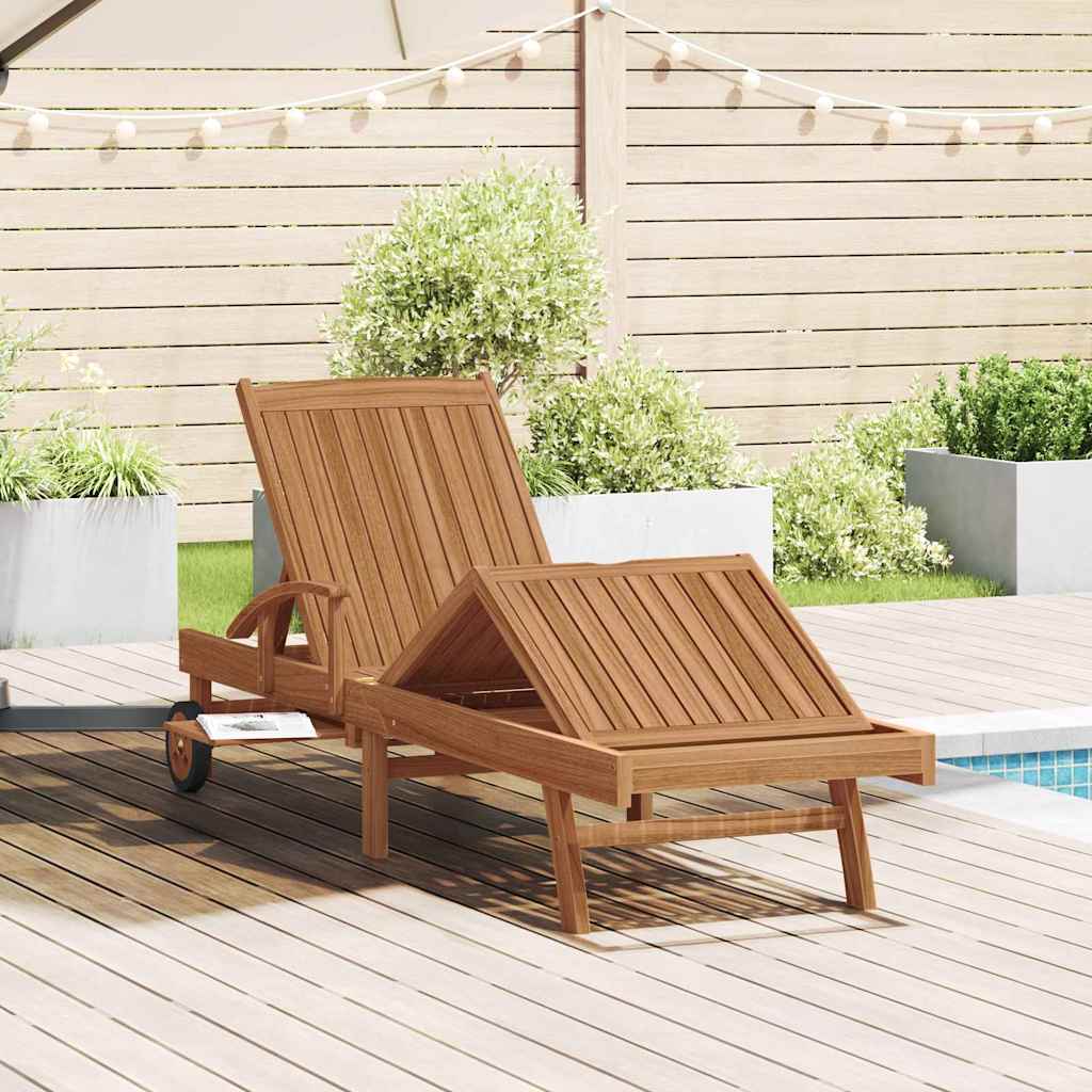 vidaXL Ξαπλώστρα με μαξιλάρι Καφέ 195 x 59 x 78,5 cm Στερεό Ξύλο Τίκ