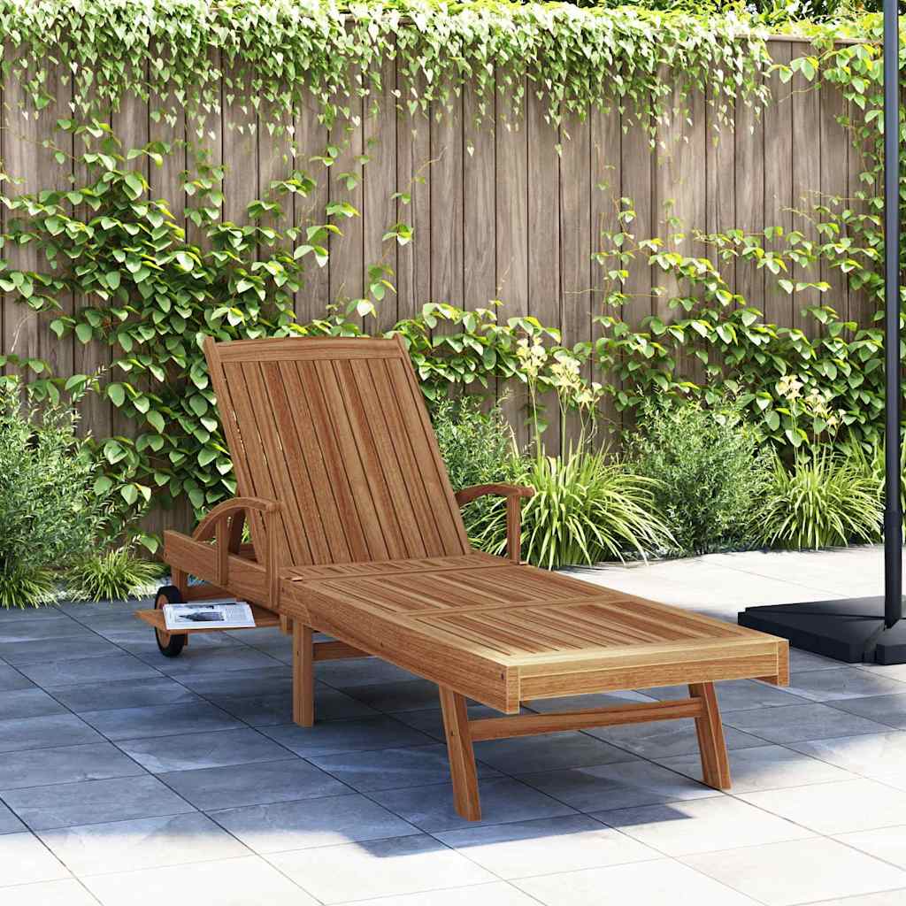 vidaXL Ξαπλώστρα με μαξιλάρι Καφέ 195 x 59 x 78,5 cm Στερεό Ξύλο Τίκ