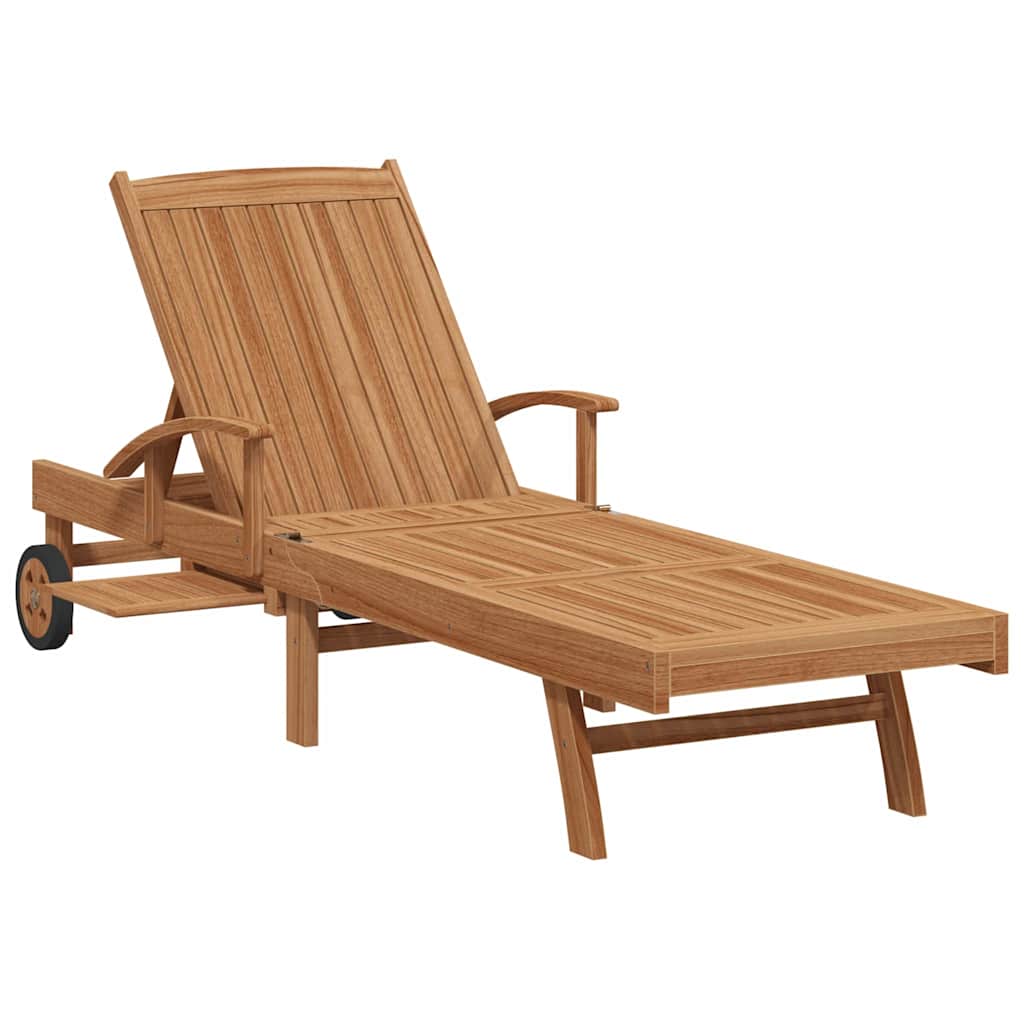 vidaXL Ξαπλώστρα με μαξιλάρι Καφέ 195 x 59 x 78,5 cm Στερεό Ξύλο Τίκ