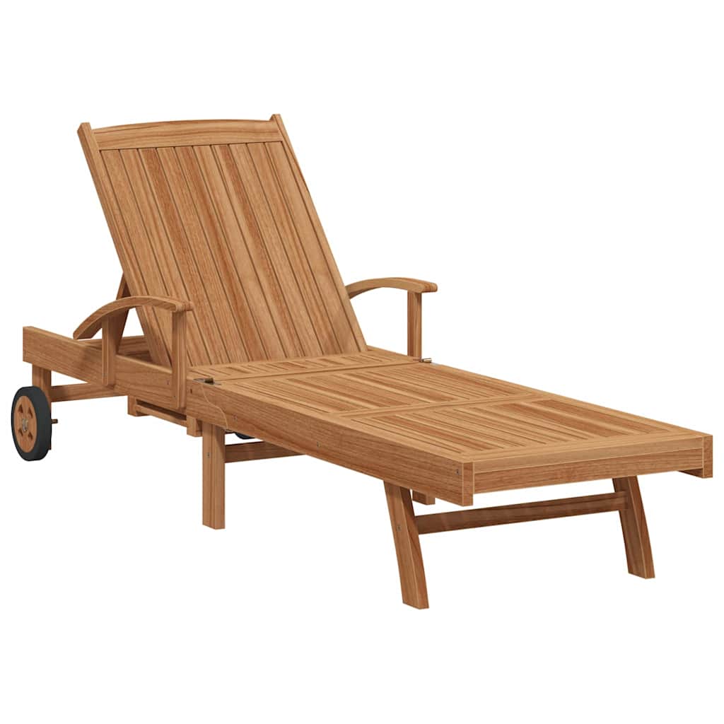 vidaXL Ξαπλώστρα με μαξιλάρι Καφέ 195 x 59 x 78,5 cm Στερεό Ξύλο Τίκ