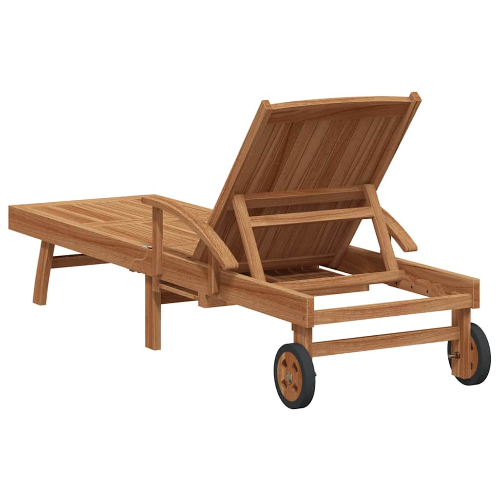 vidaXL Ξαπλώστρα με μαξιλάρι Καφέ 195 x 59 x 78,5 cm Στερεό Ξύλο Τίκ