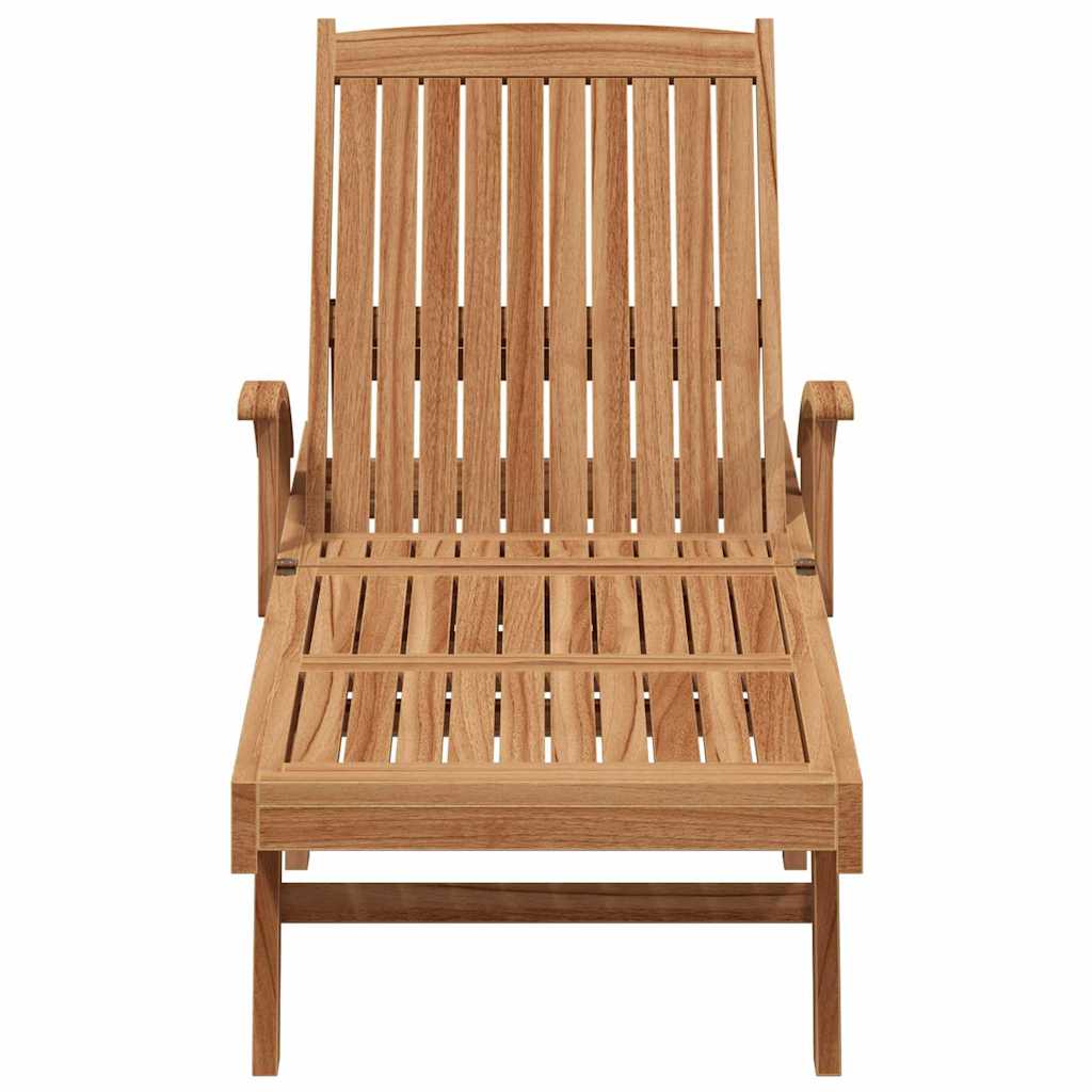 vidaXL Ξαπλώστρα με μαξιλάρι Καφέ 195 x 59 x 78,5 cm Στερεό Ξύλο Τίκ