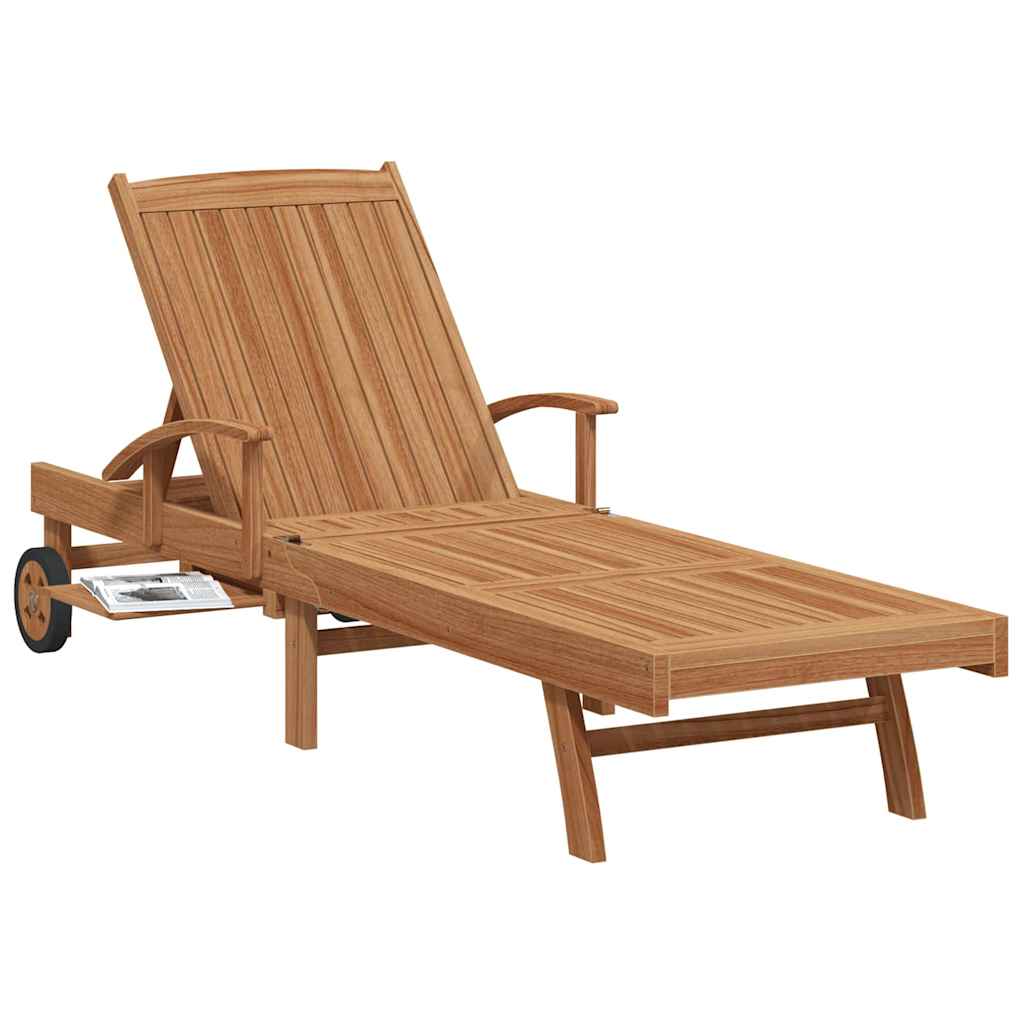 vidaXL Ξαπλώστρα με μαξιλάρι Καφέ 195 x 59 x 78,5 cm Στερεό Ξύλο Τίκ