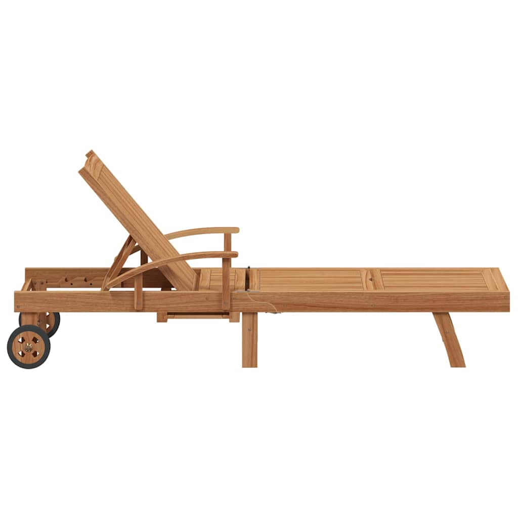 vidaXL Ξαπλώστρα με μαξιλάρι Καφέ 195 x 59 x 78,5 cm Στερεό Ξύλο Τίκ
