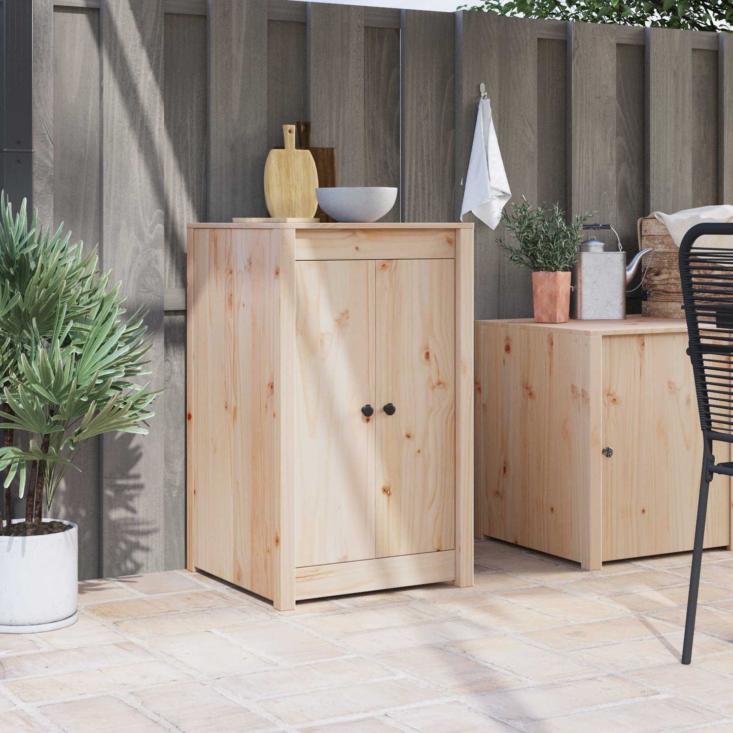 vidaXL Πόρτα κουζίνας με πόρτα Καφέ 50 x 9 x 82 εκ Μασίφ ξύλο πεύκου