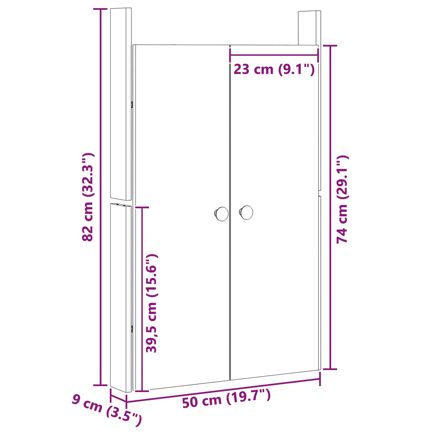 vidaXL Πόρτα κουζίνας 2 pcs Καφέ 50 x 9 x 82 εκ ξύλο duglasias