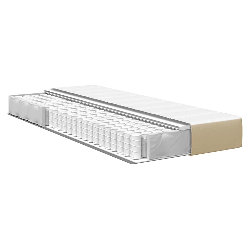 vidaXL Στρώμα με Pocket Springs Ανοιχτό Πράσινο Γκρι Μεσαίο 90x200x20 εκ. Ύφασμα