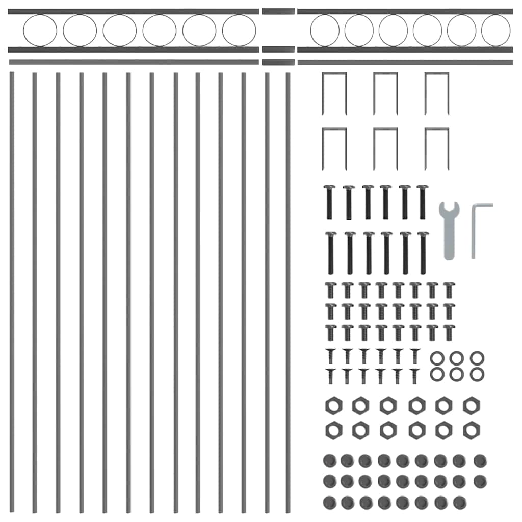 vidaXL Φράχτης Κήπου Γκρι Ατσάλι