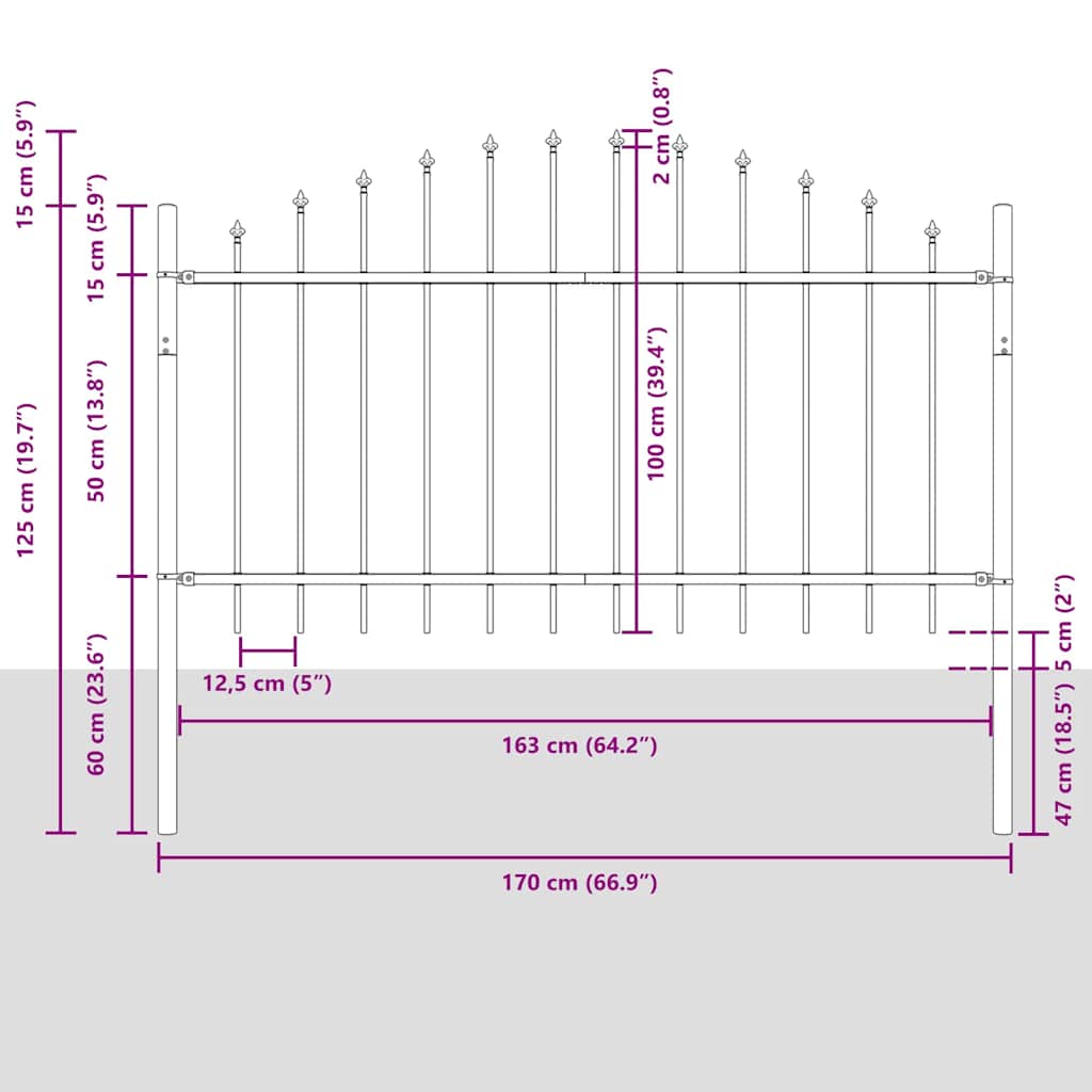 vidaXL Φράχτης Κήπου με Μαλακή Κορυφή Λευκό 1,7x1 μ Μέταλλο