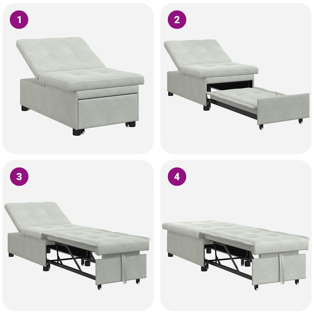 vidaXL Κρεβάτι καναπές Ανοιχτό γκρι 194 x 67 x 82 εκ Βελούδο