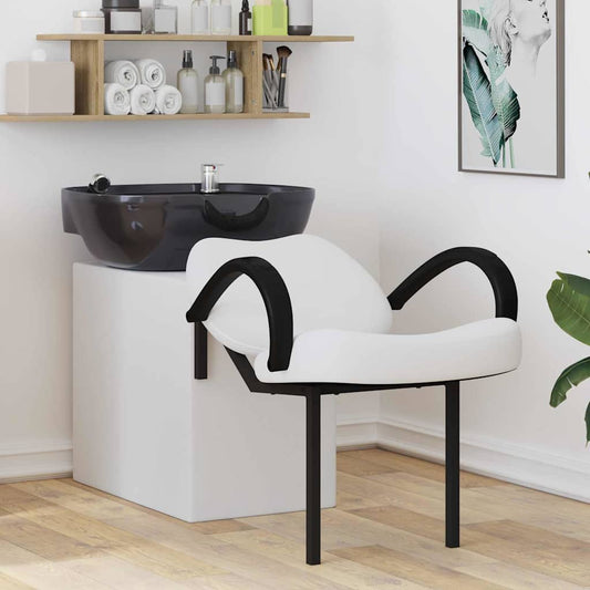 vidaXL Καρέκλα Σαμπουάν Λευκό και Μαύρο 63 x 141 x 92 εκ PVC