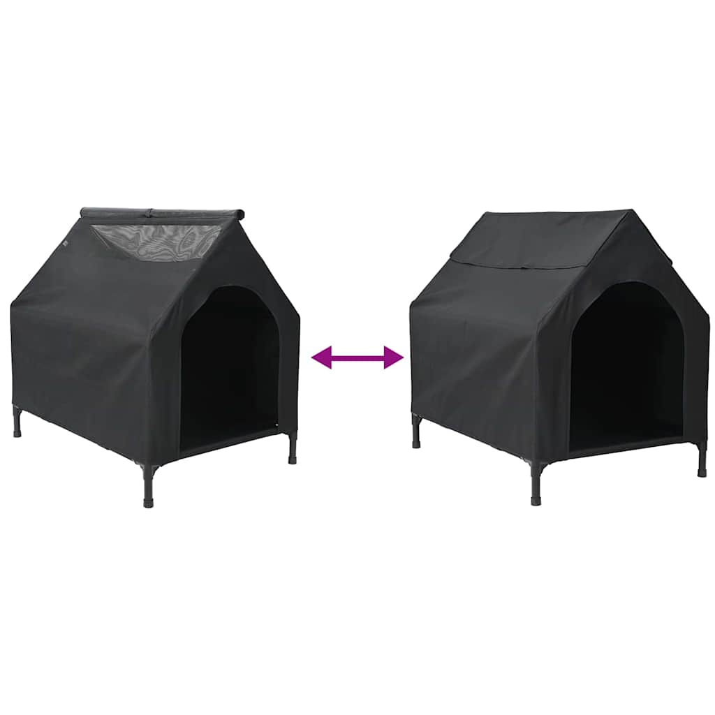 vidaXL Σπίτι Σκύλου Μαύρο Πολυεστέρας και Ατσάλι