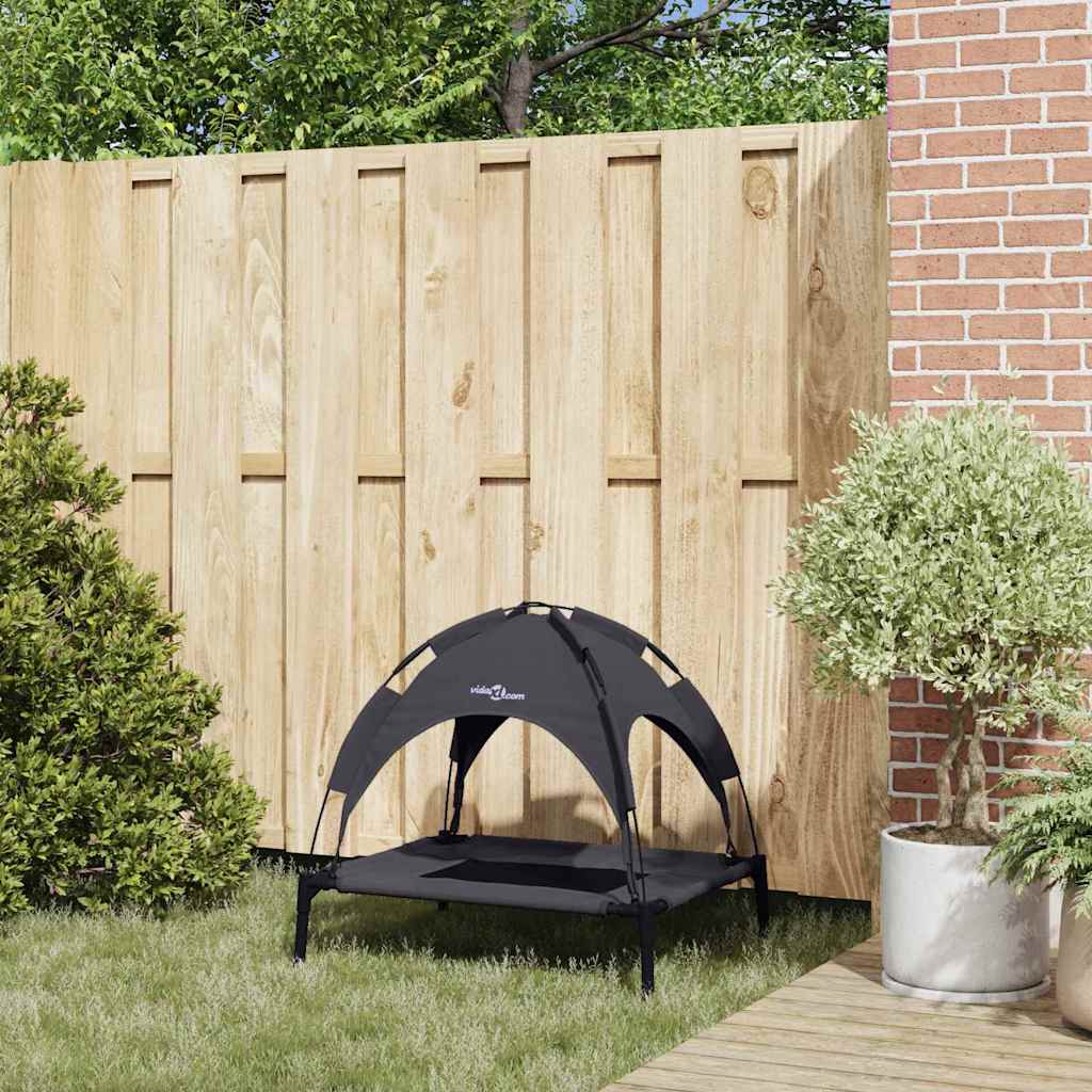 vidaXL Αυξημένο Κρεβάτι Σκύλου Μαύρο Ύφασμα Πολυεστέρα, Μεταλλικό Πλαίσιο