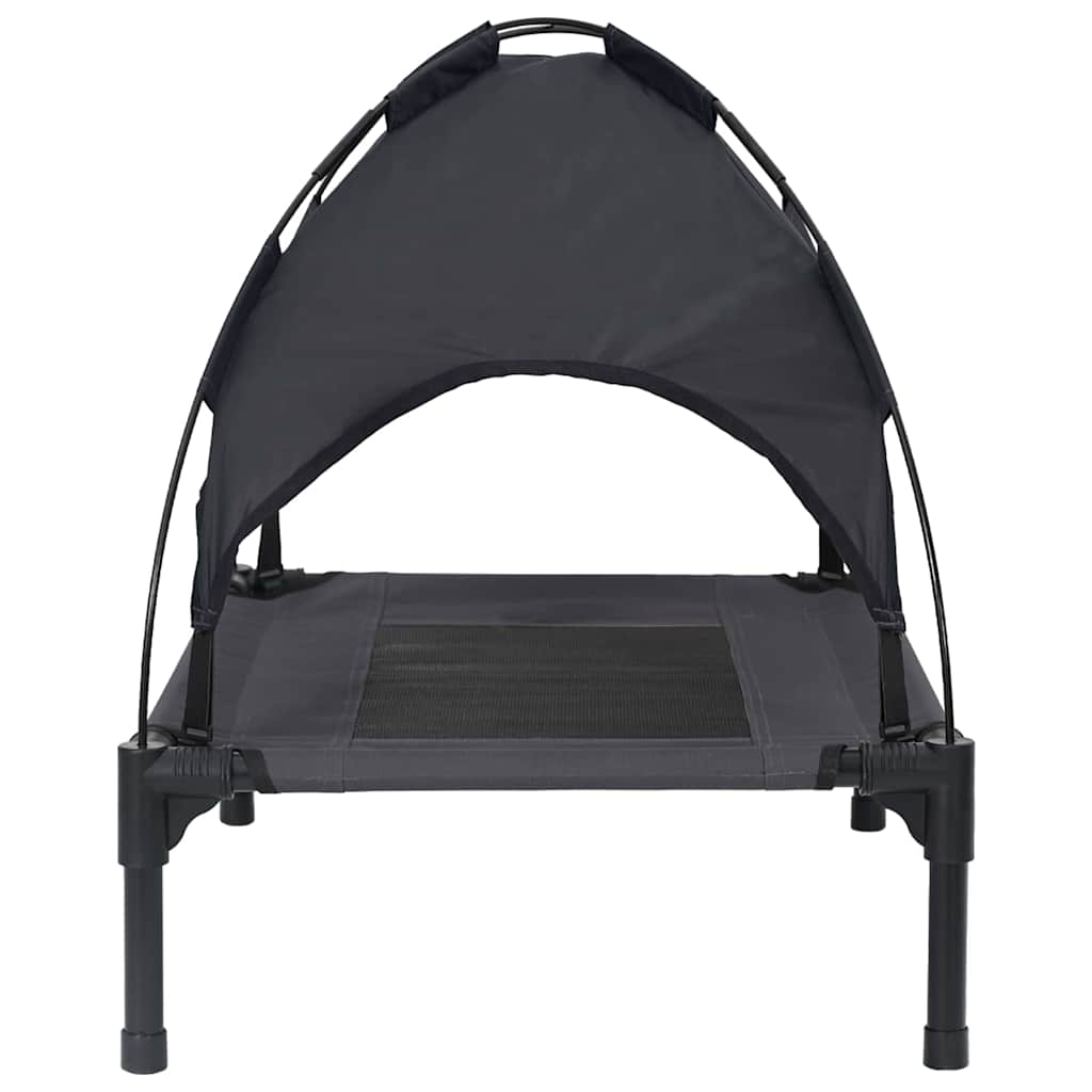 vidaXL Αυξημένο Κρεβάτι Σκύλου Μαύρο Ύφασμα Πολυεστέρα, Μεταλλικό Πλαίσιο