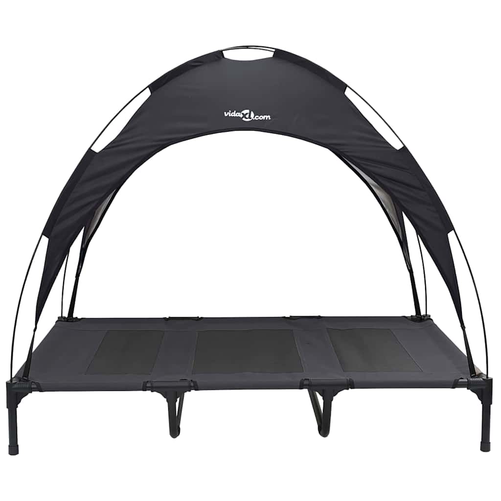 vidaXL Υπερυψωμένο Κρεβάτι Σκύλου με Αφαιρούμενη Στέγη Μαύρο XL Χάλυβα