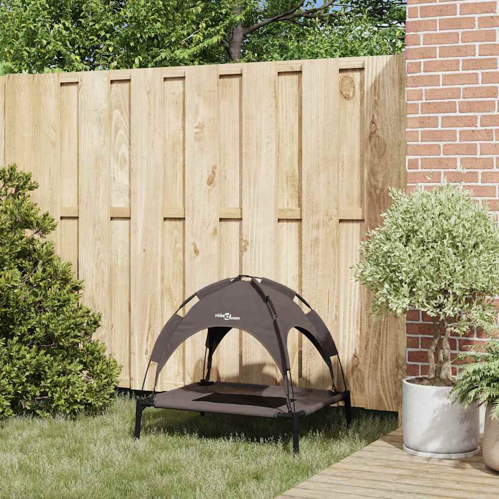 vidaXL Υπερυψωμένο Κρεβάτι Σκύλου Καφέ Μέταλλο 76 x 62 x 70.5 εκ