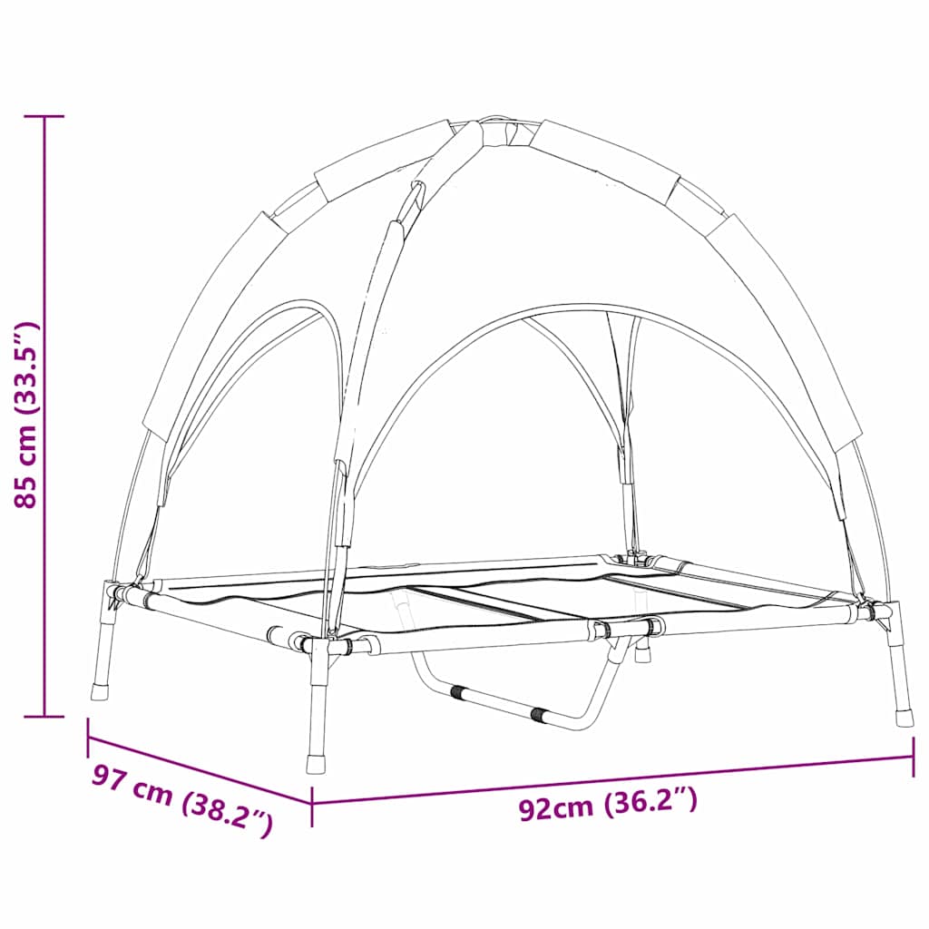 vidaXL Υπερυψωμένο Κρεβάτι Σκύλου με Αφαιρούμενο Κάλυμμα Καφέ L Σιδήρου